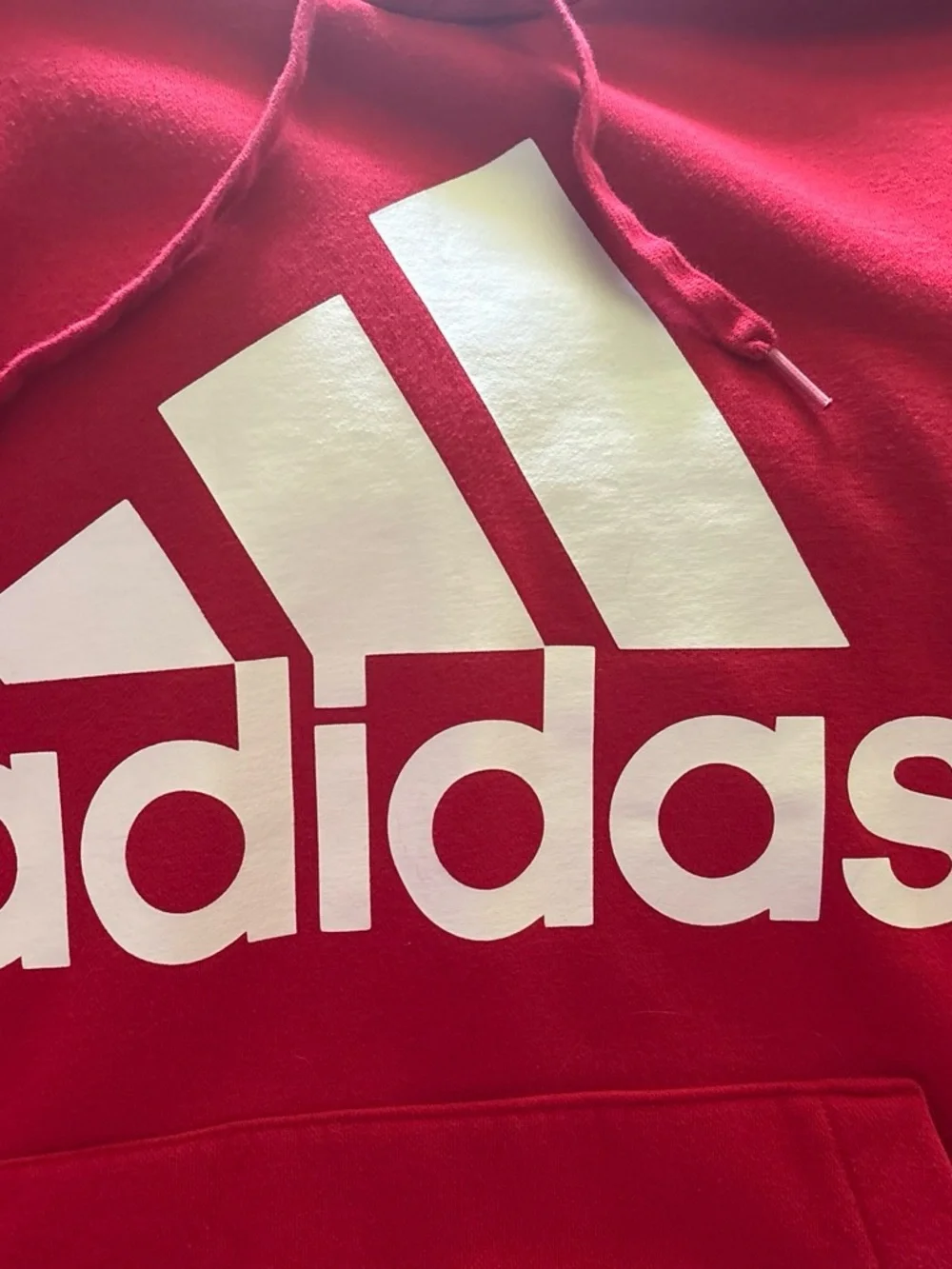adidas Red Hoodie with White Logo - Men's Pullover Sweatshirt